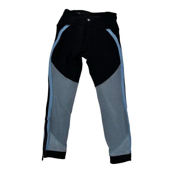 Lululemon Zip The Line Crop 23” Black / Utility Blue - Picture 7 of 10